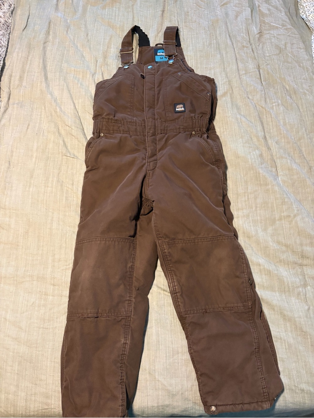 Kids Brown Insulated Bib Overalls with Adjustable Straps